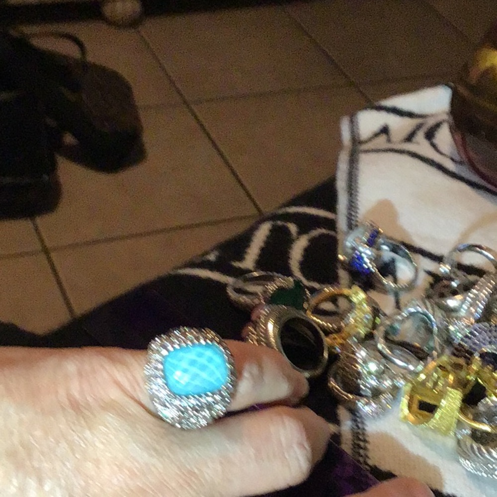 JUDITH RIPKA TURQUOISE DOUBLET & DIAMONIQUE RING - Picture 10 of 10